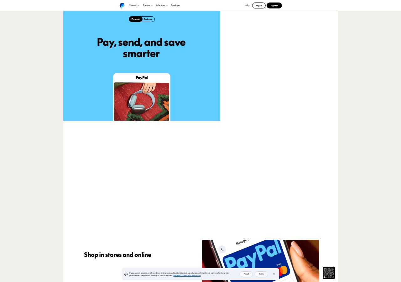 PayPal's site as it was sampled