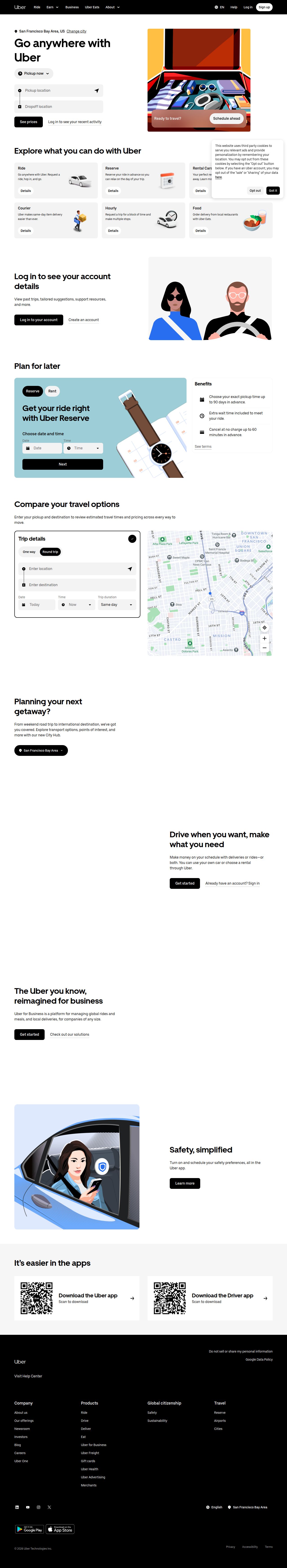 Uber's site as it was sampled
