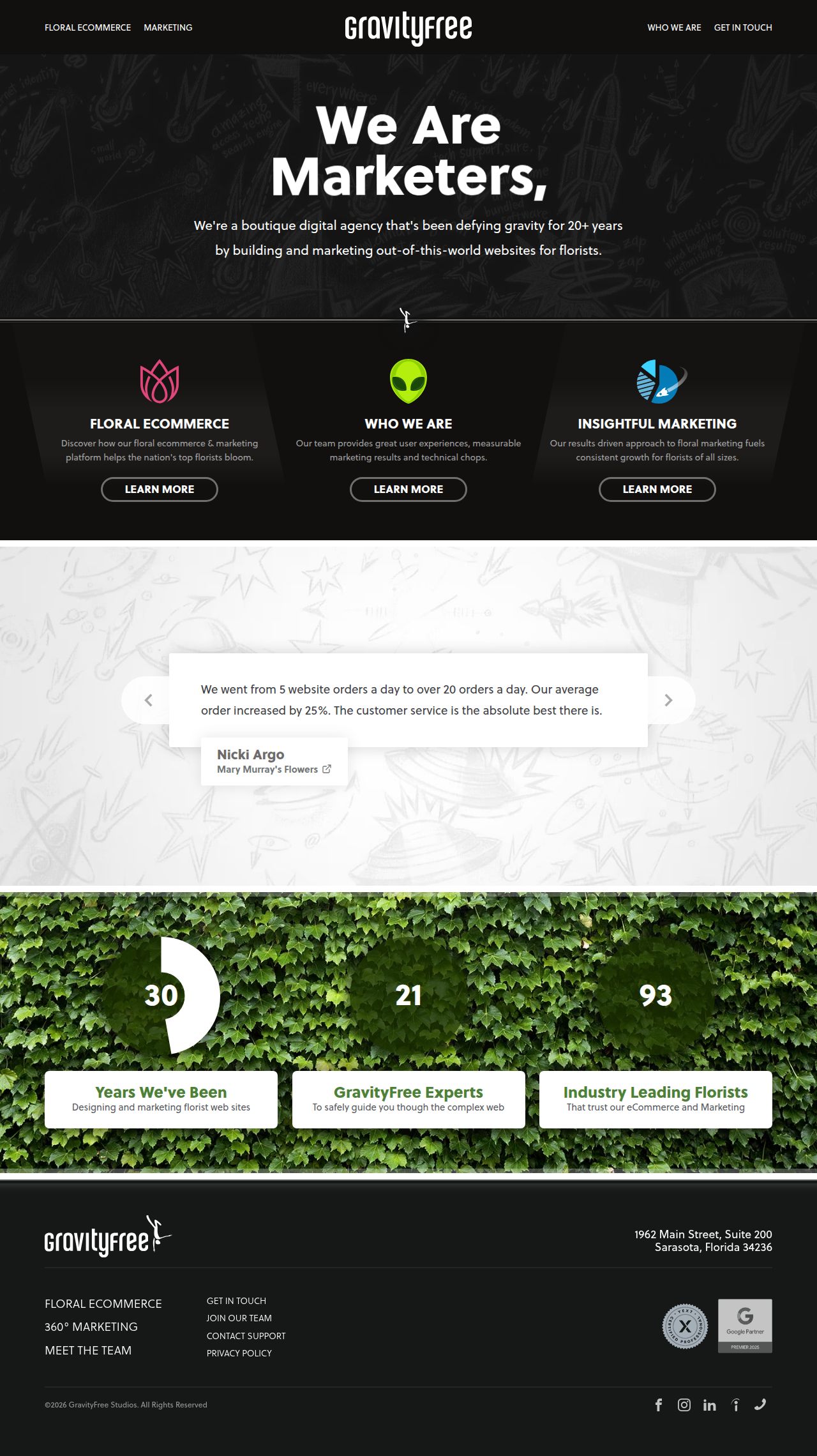 GravityFree Web Design and Marketing's site as it was sampled