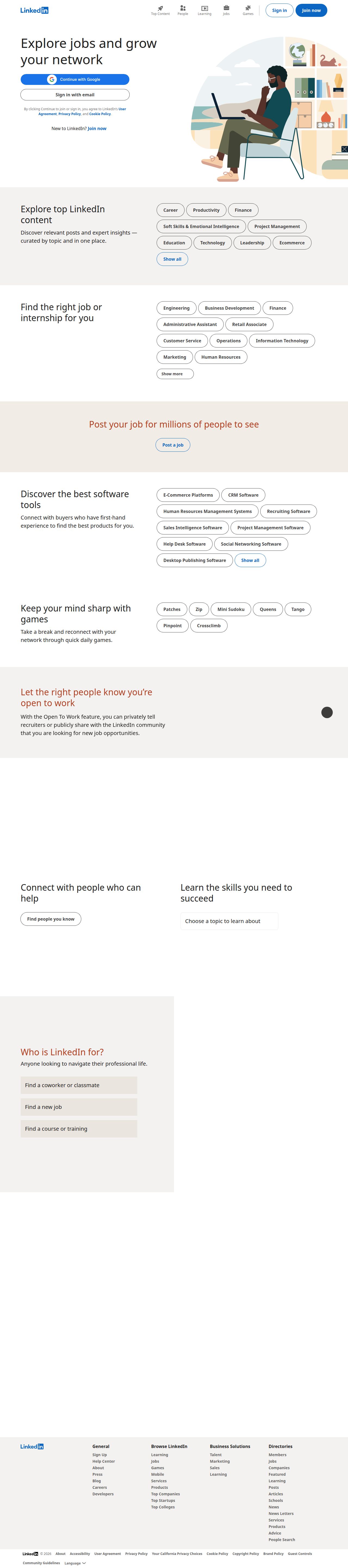 LinkedIn's site as it was sampled