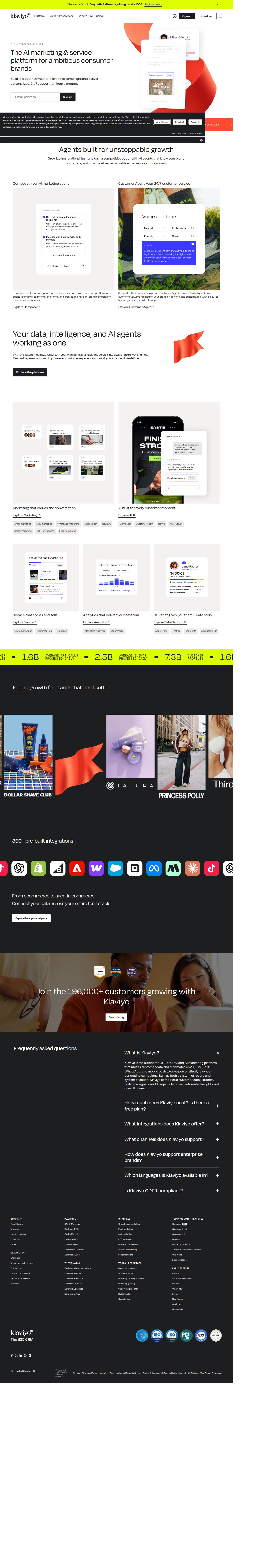 Klaviyo's site as it was sampled