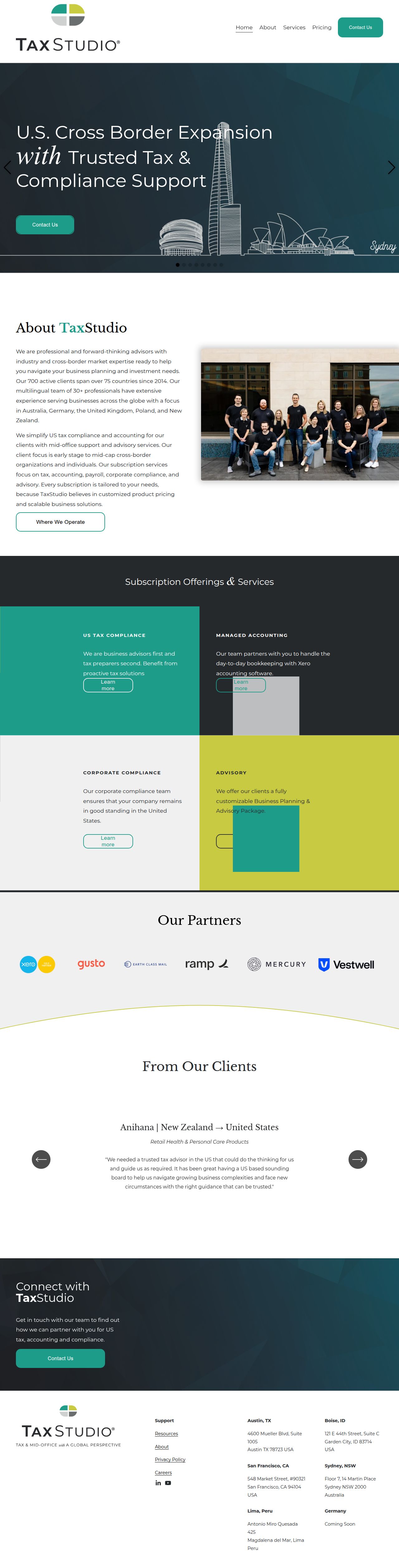 TaxStudio's site as it was sampled