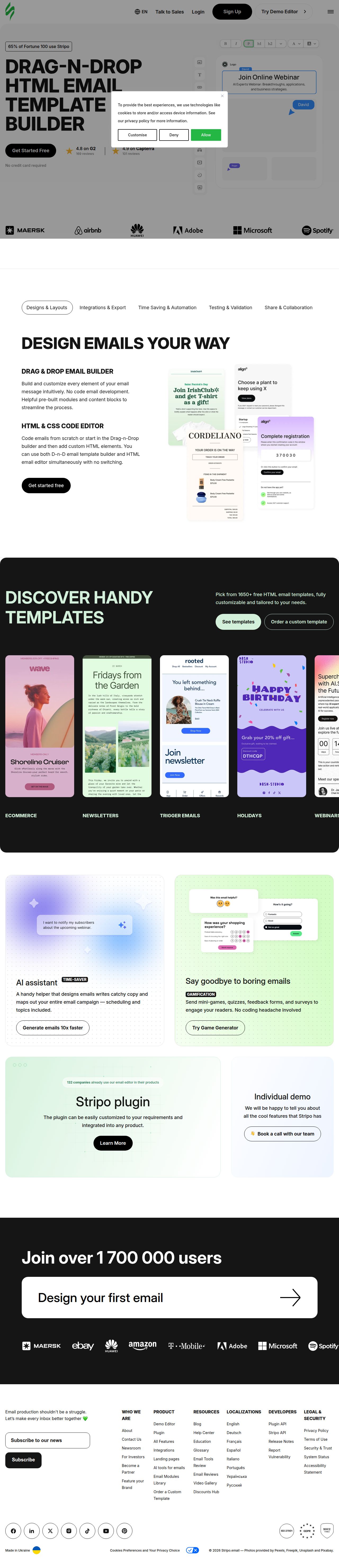 Stripo.email's site as it was sampled