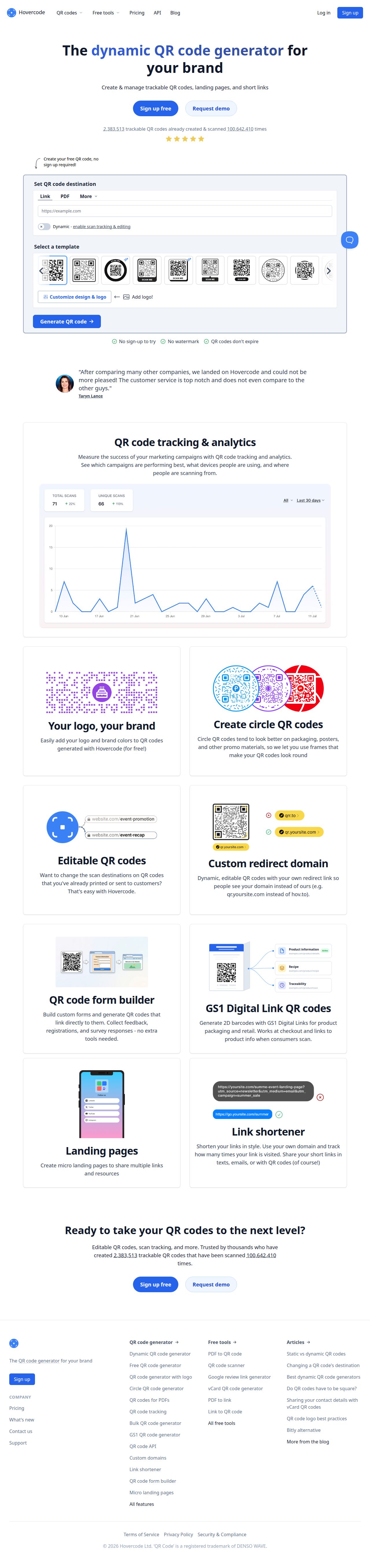 QR Code Generator's site as it was sampled