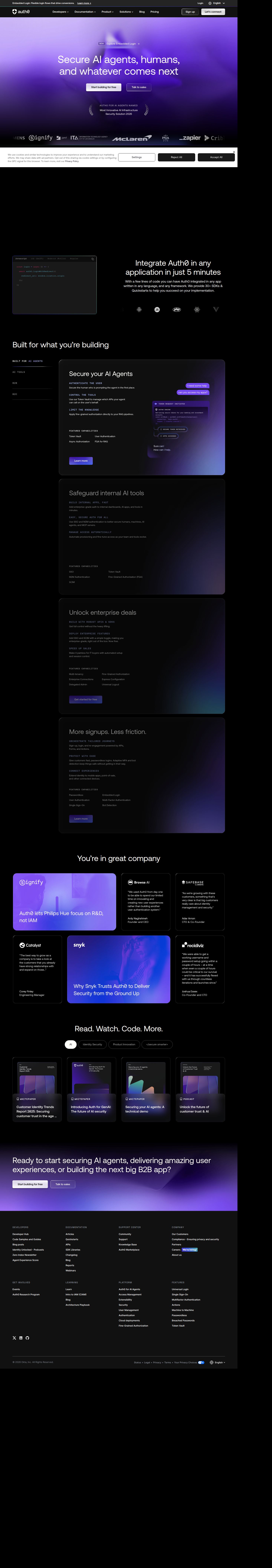 Auth0's site as it was sampled