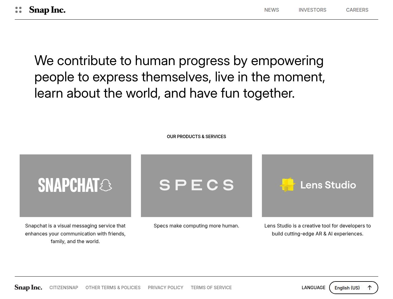 We are Snap Inc.'s site as it was sampled