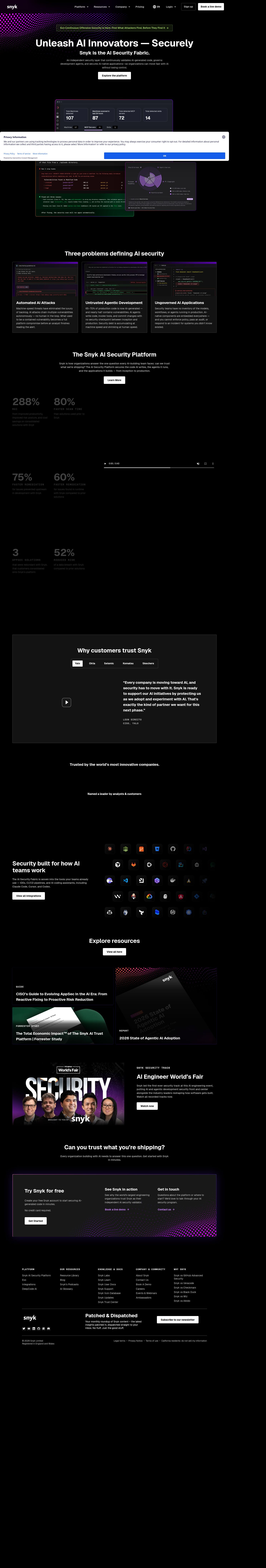 Snyk's site as it was sampled