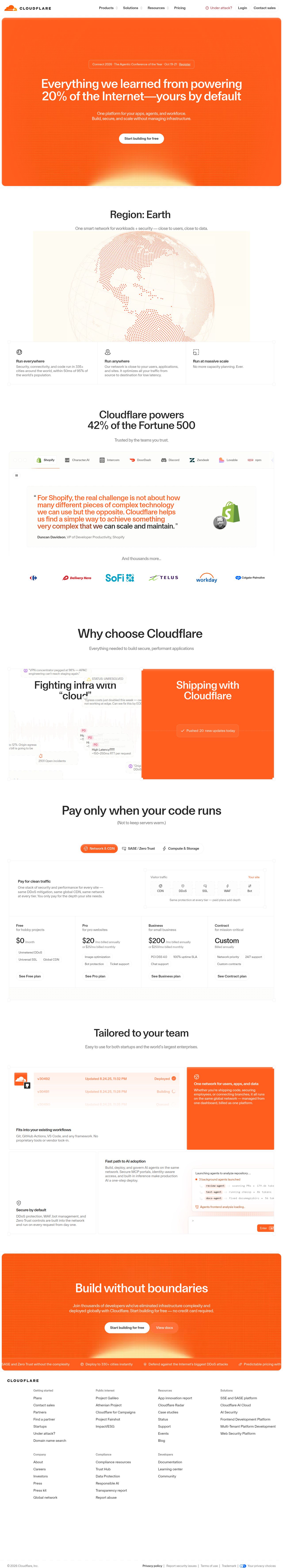 Cloudflare: Build for the agent era's site as it was sampled