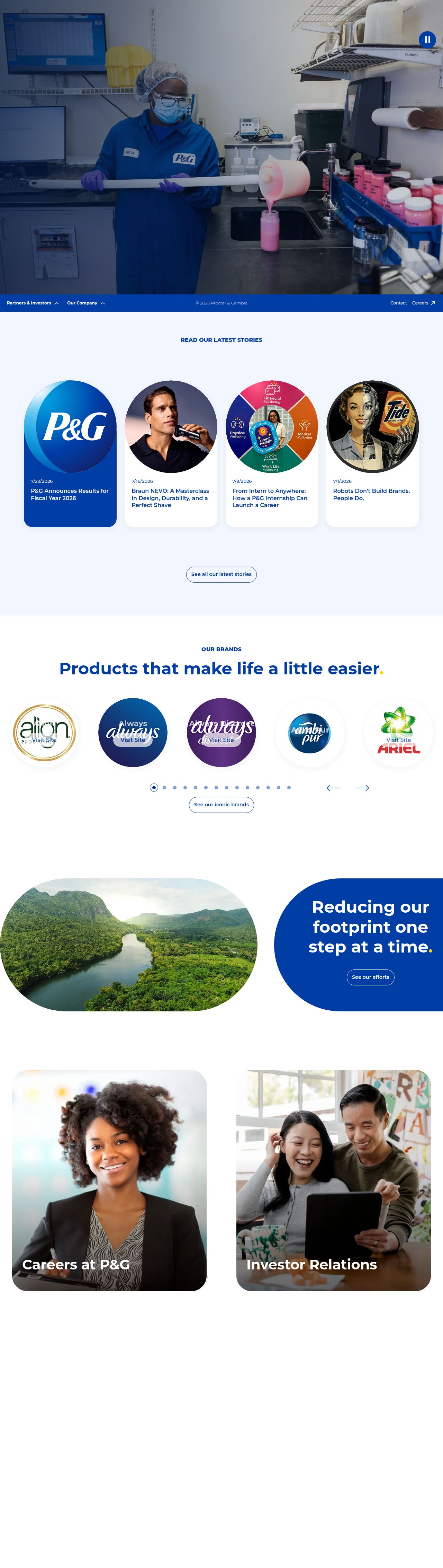 Procter & Gamble's site as it was sampled
