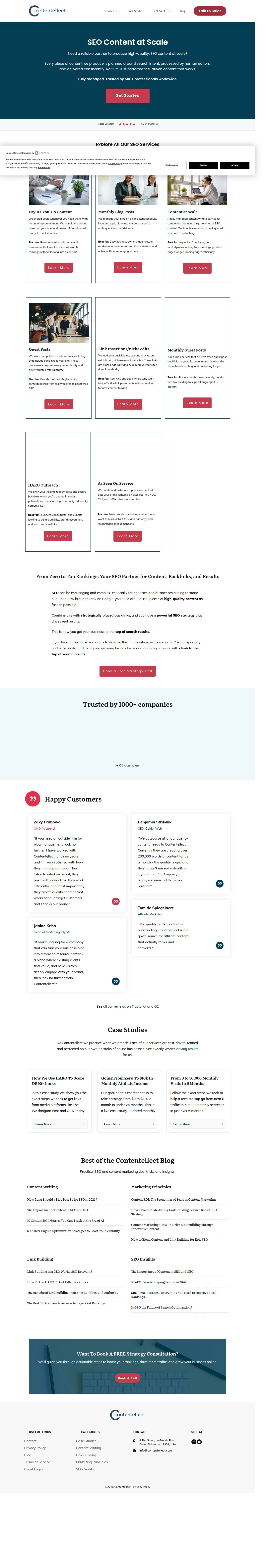 Contentellect's site as it was sampled