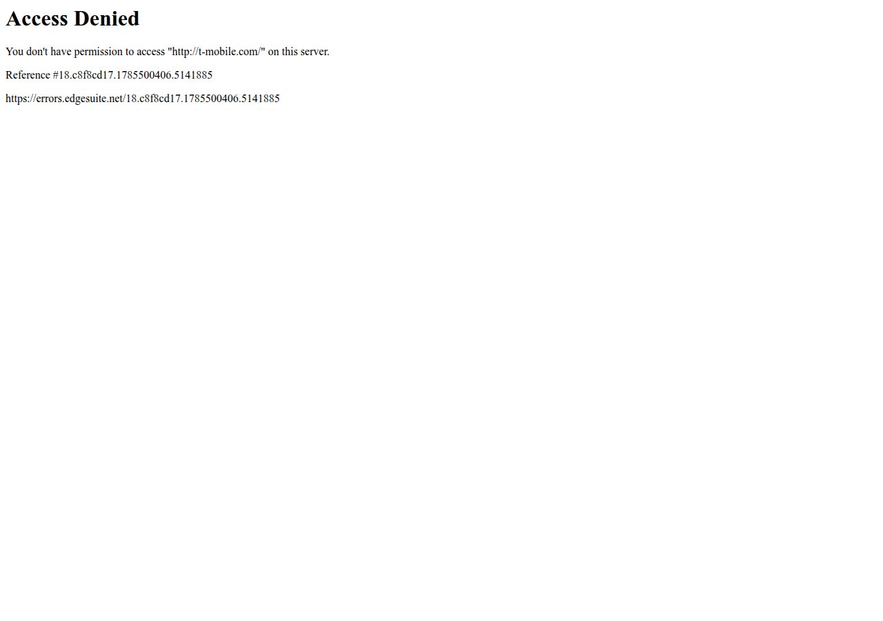 T-Mobile® Official Site's site as it was sampled