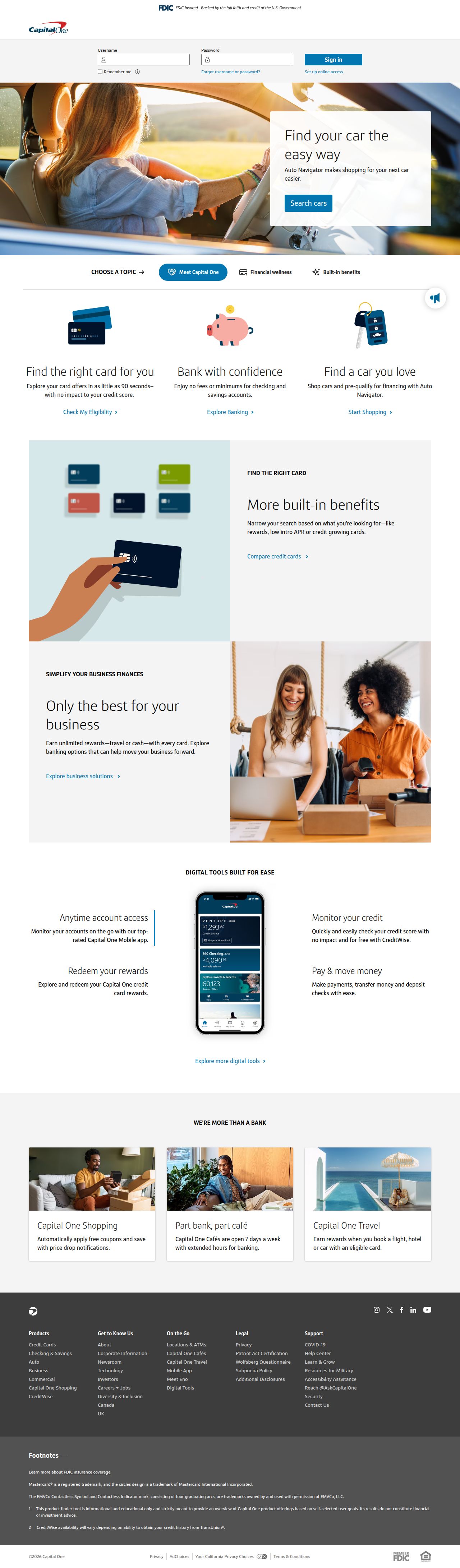 Capital One's site as it was sampled
