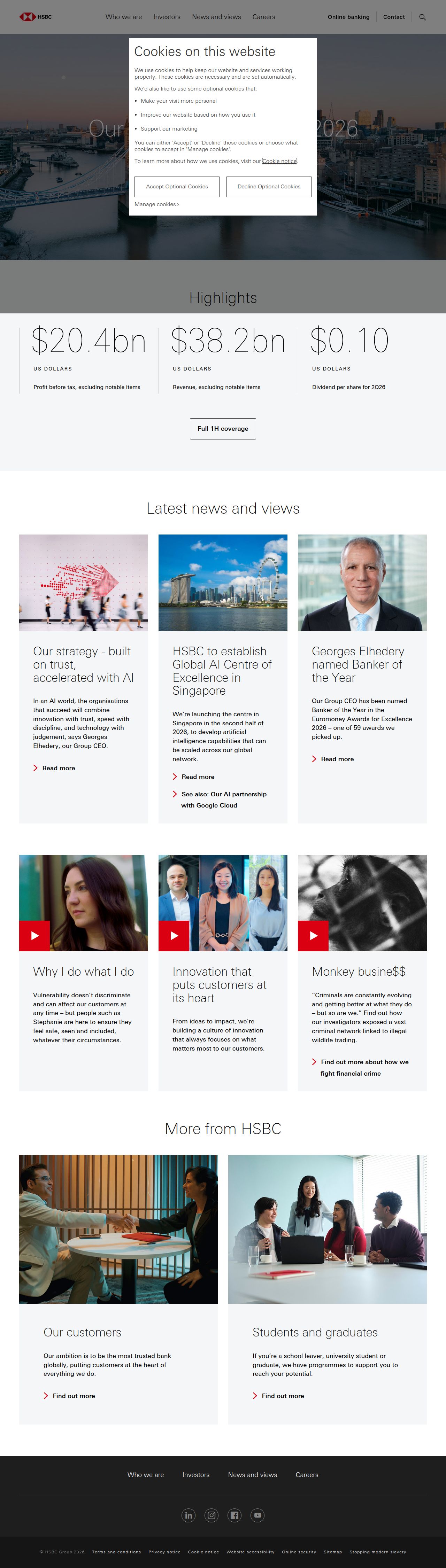 HSBC's site as it was sampled