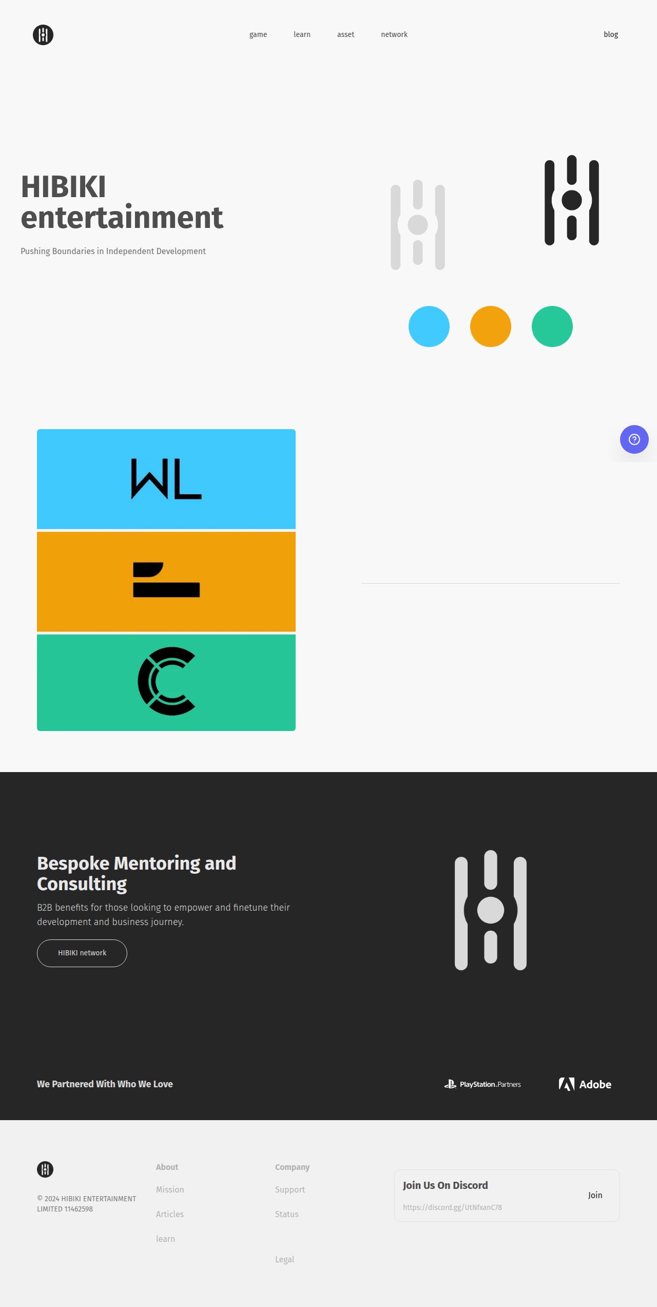 HIBIKI entertainment's site as it was sampled