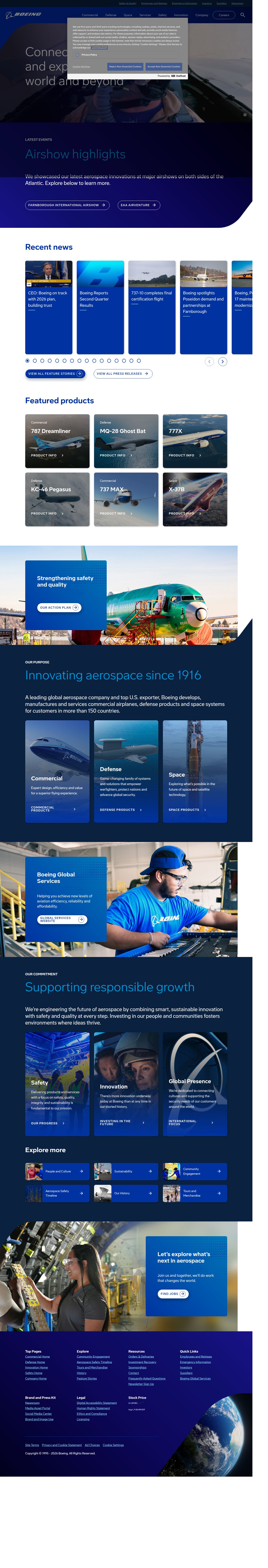 The Boeing Company Official Website's site as it was sampled
